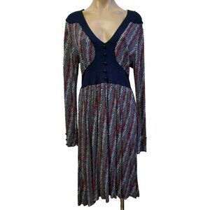 H&M Dress Womens Size Red White and Blue Long Sleeve Stretch Dress Size 12